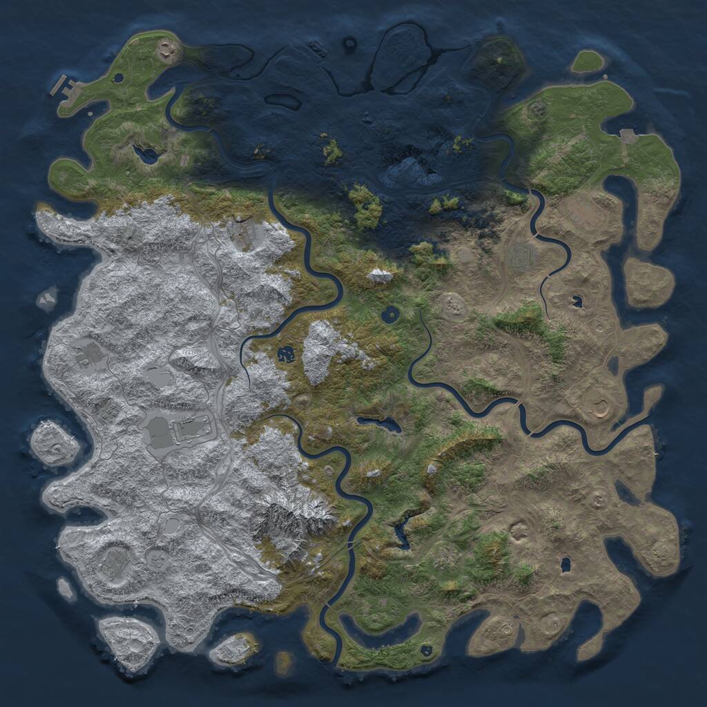 Rust Map: Procedural Map, Size: 6000, Seed: 757872, 17 Monuments