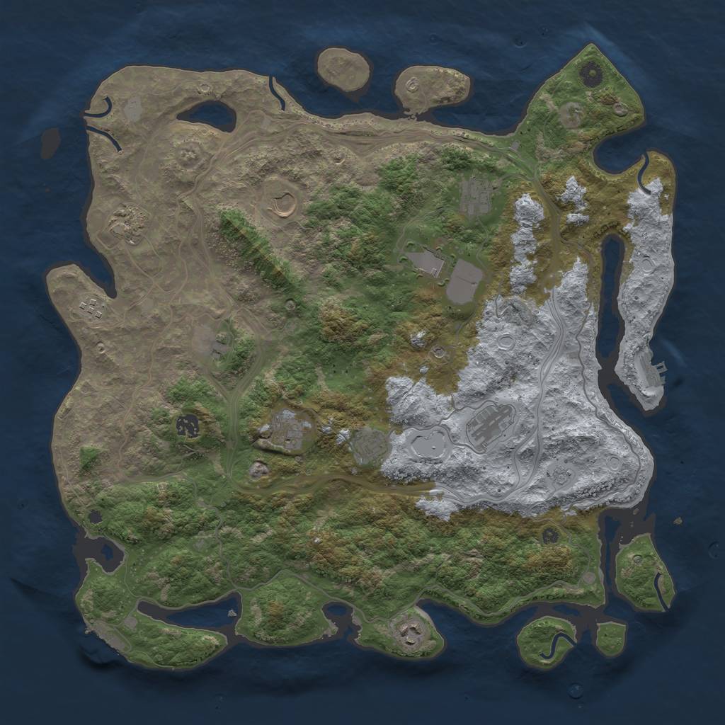 Rust Map: Procedural Map, Size: 4500, Seed: 383122425, 20 Monuments