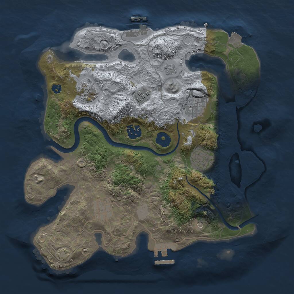 Rust Map: Procedural Map, Size: 3000, Seed: 9842252, 12 Monuments
