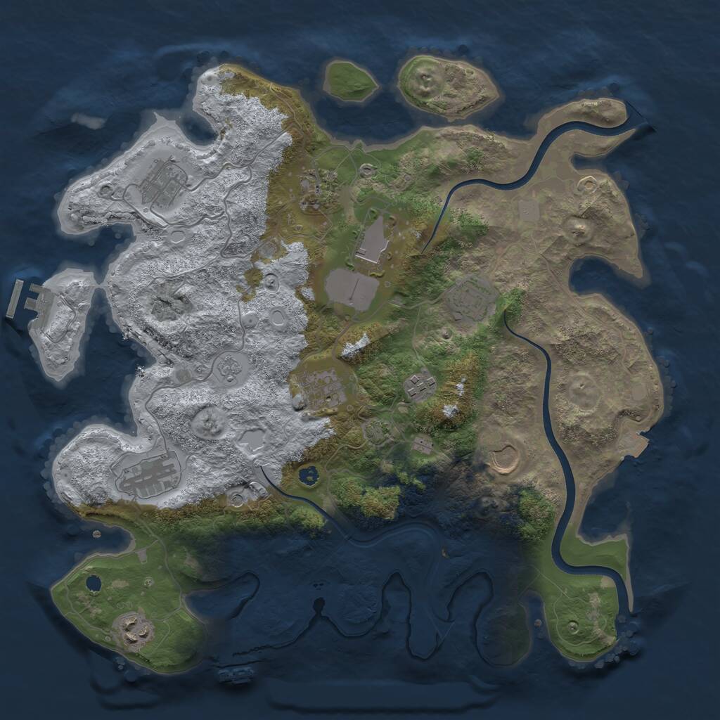 Rust Map: Procedural Map, Size: 3700, Seed: 1902036540, 15 Monuments