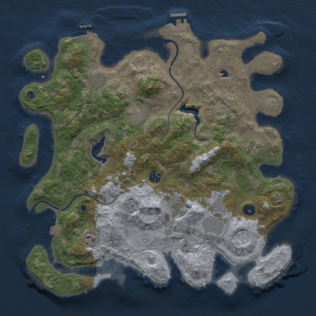 Rust Map: Procedural Map, Size: 4000, Seed: 65342, 14 Monuments