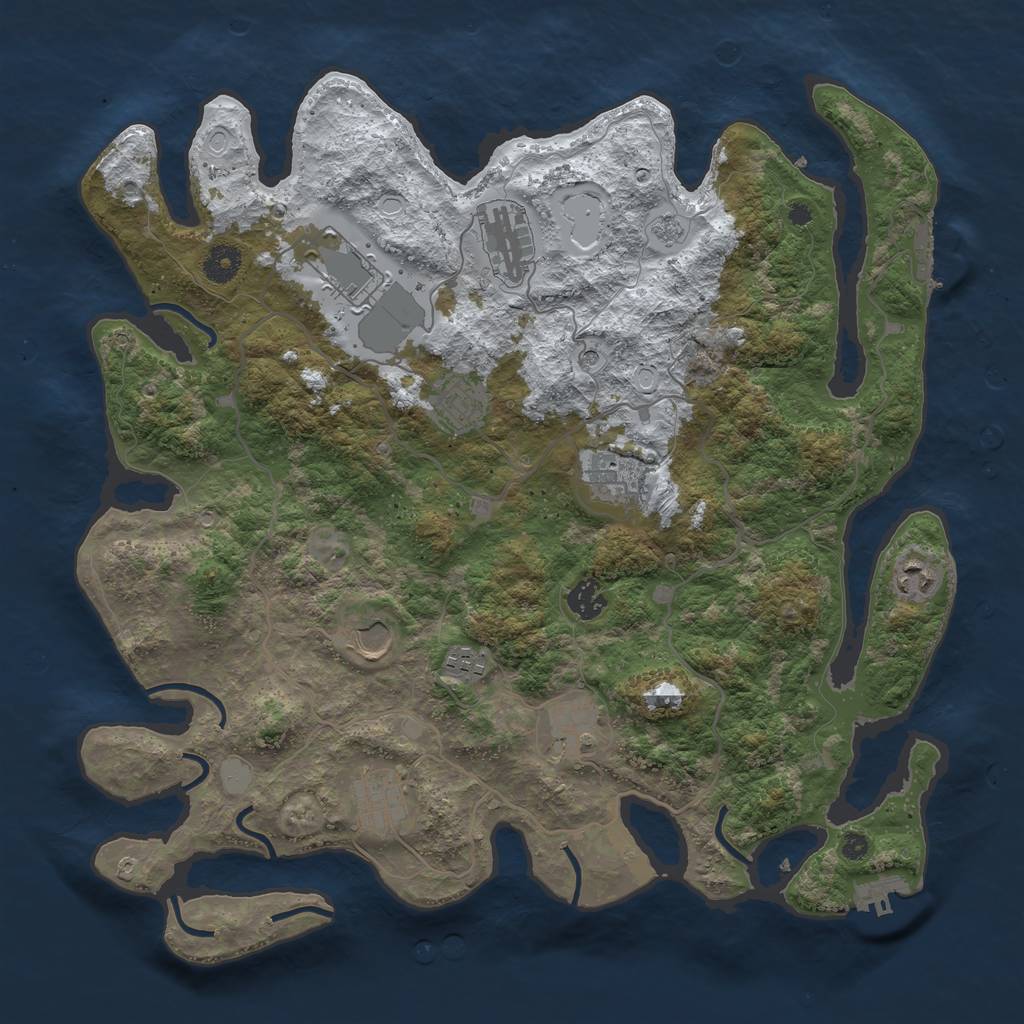 Rust Map: Procedural Map, Size: 4000, Seed: 376826, 19 Monuments