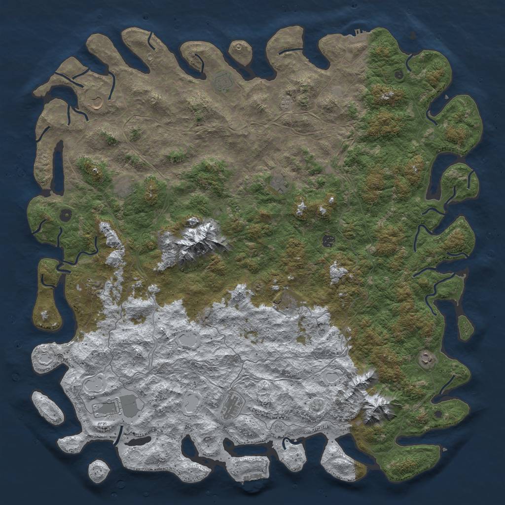 Rust Map: Procedural Map, Size: 6000, Seed: 777777777, 20 Monuments