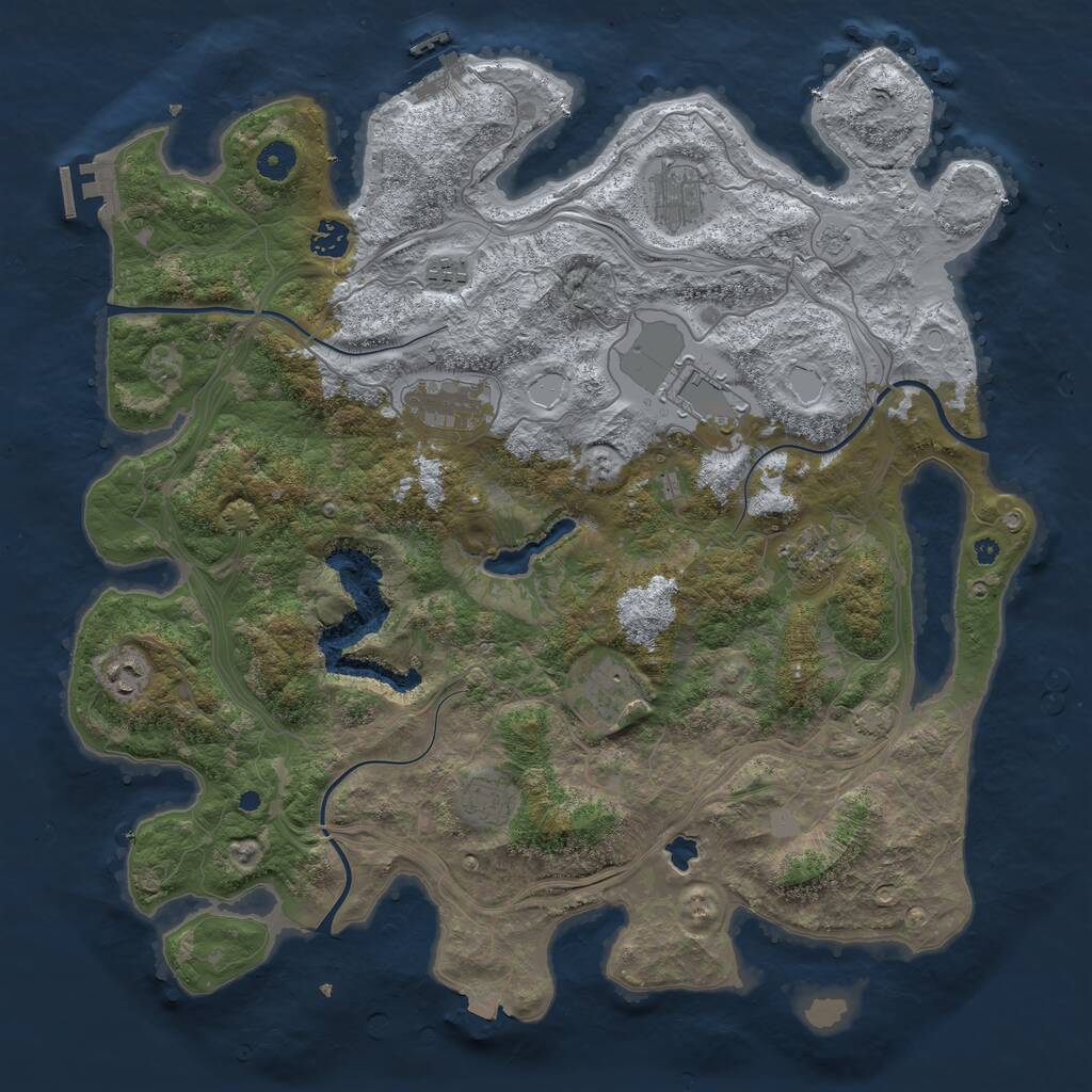 Rust Map: Procedural Map, Size: 4250, Seed: 884983140, 14 Monuments
