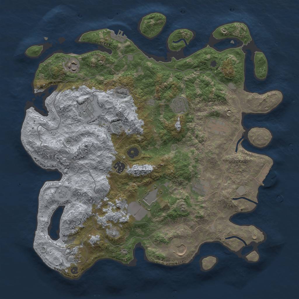 Rust Map: Procedural Map, Size: 4000, Seed: 2066440097, 19 Monuments