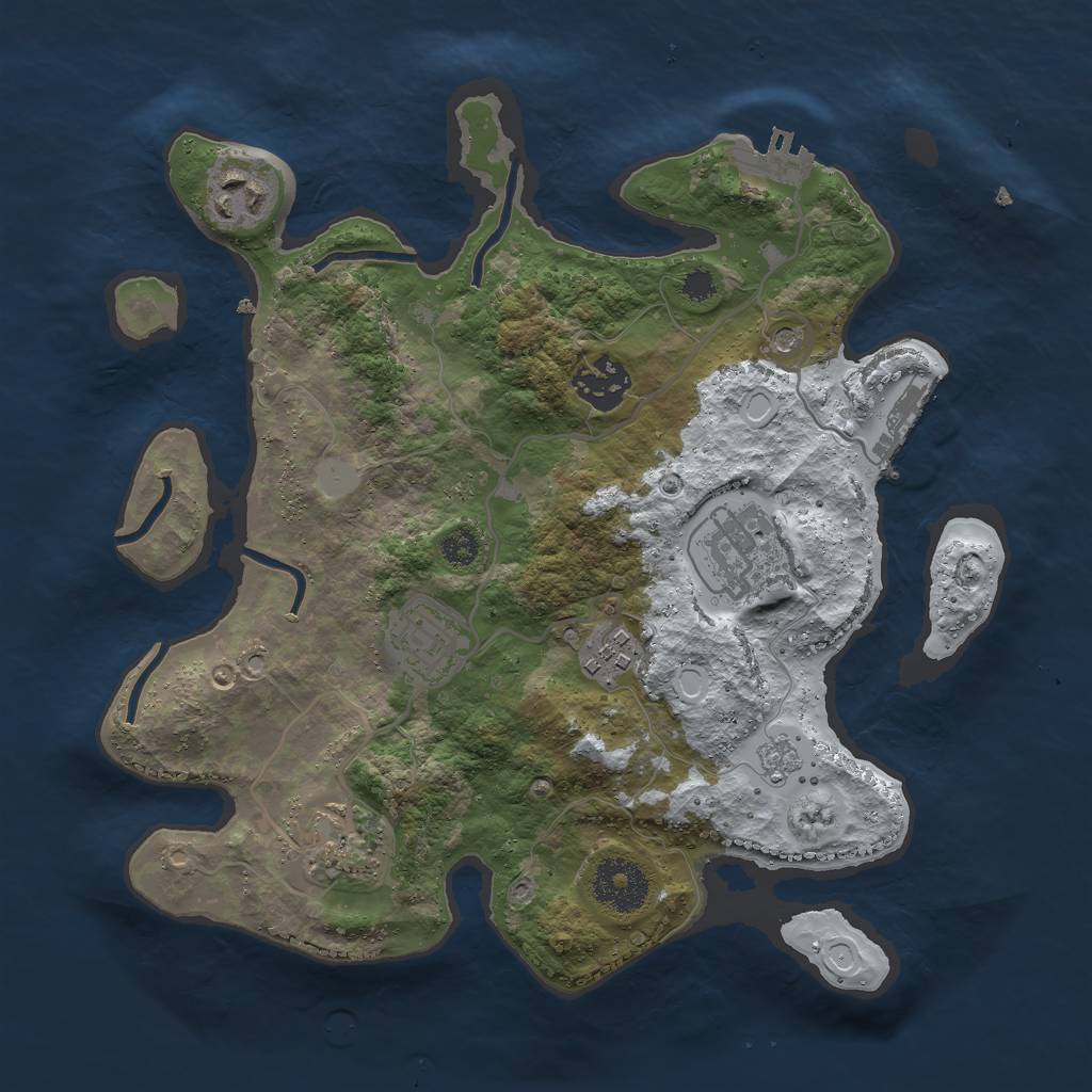 Rust Map: Procedural Map, Size: 3000, Seed: 47703, 15 Monuments