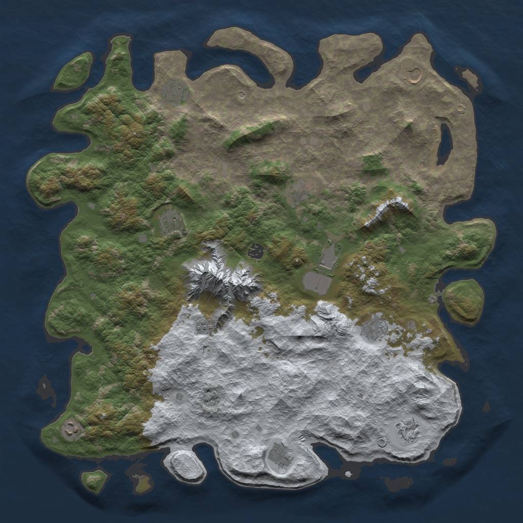 Rust Map: Barren, Size: 5000, Seed: 80924, 14 Monuments