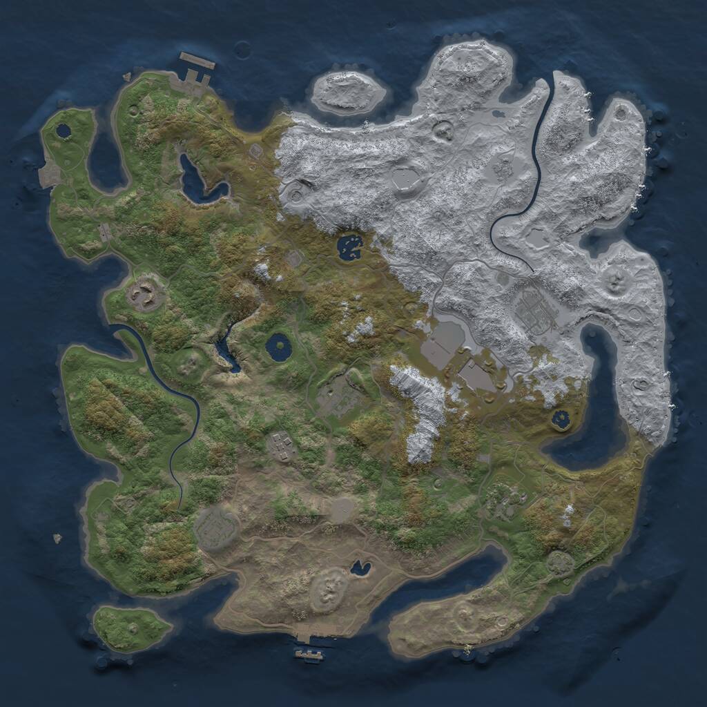 Rust Map: Procedural Map, Size: 4000, Seed: 642867981, 14 Monuments