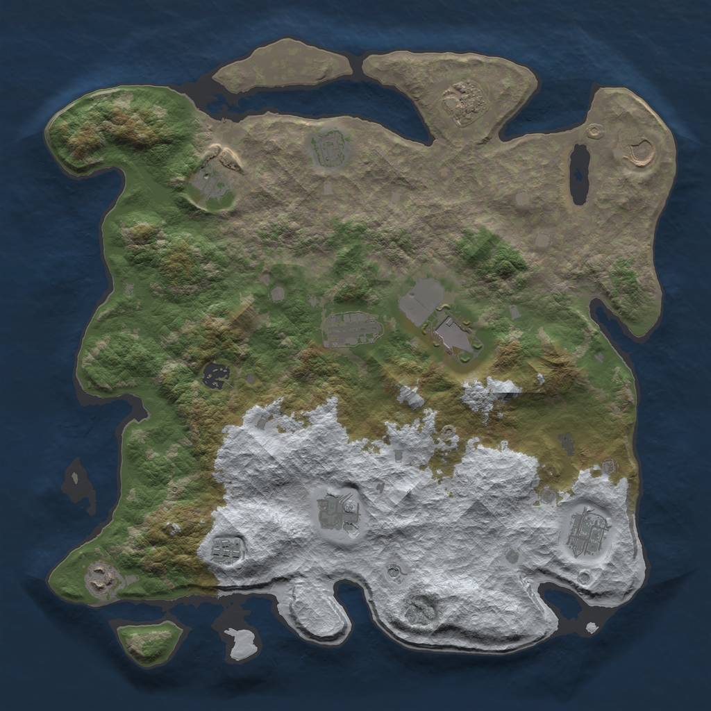 Rust Map: Barren, Size: 4000, Seed: 80924, 14 Monuments