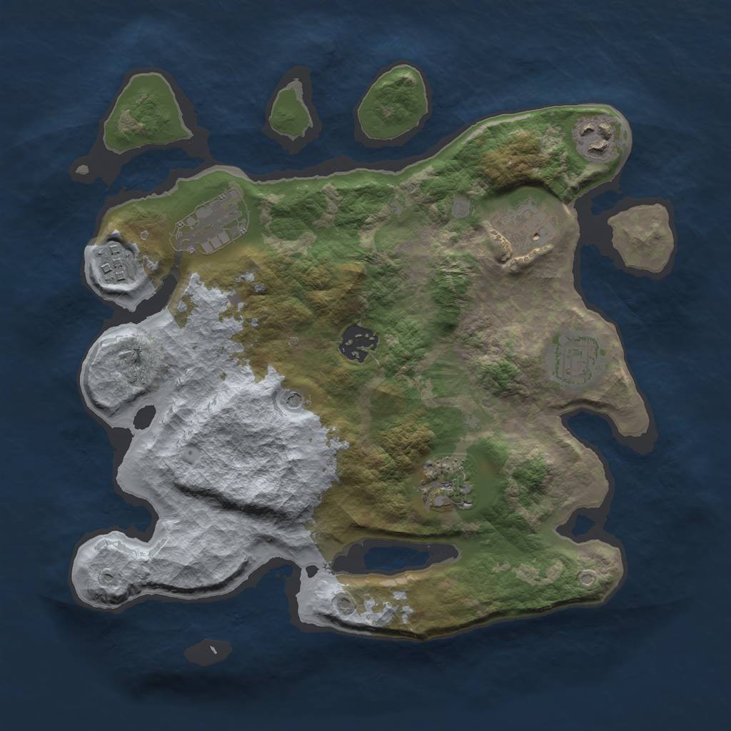 Rust Map: Barren, Size: 3000, Seed: 57, 10 Monuments