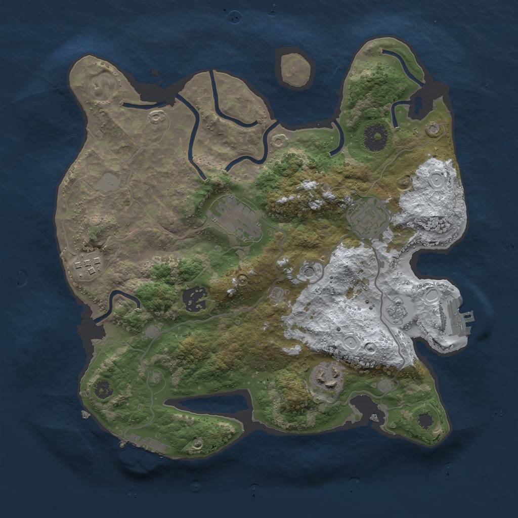 Rust Map: Procedural Map, Size: 3000, Seed: 383122425, 14 Monuments