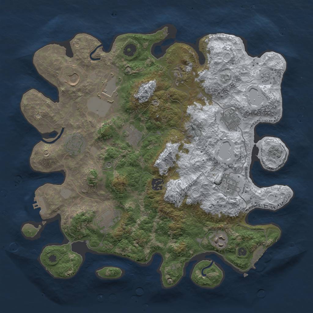 Rust Map: Procedural Map, Size: 3700, Seed: 1054025891, 20 Monuments