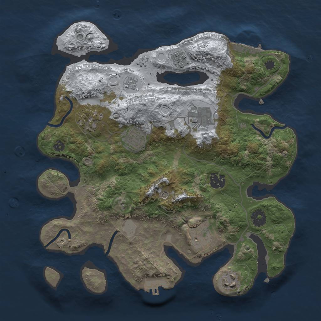 Rust Map: Procedural Map, Size: 3000, Seed: 25539, 16 Monuments
