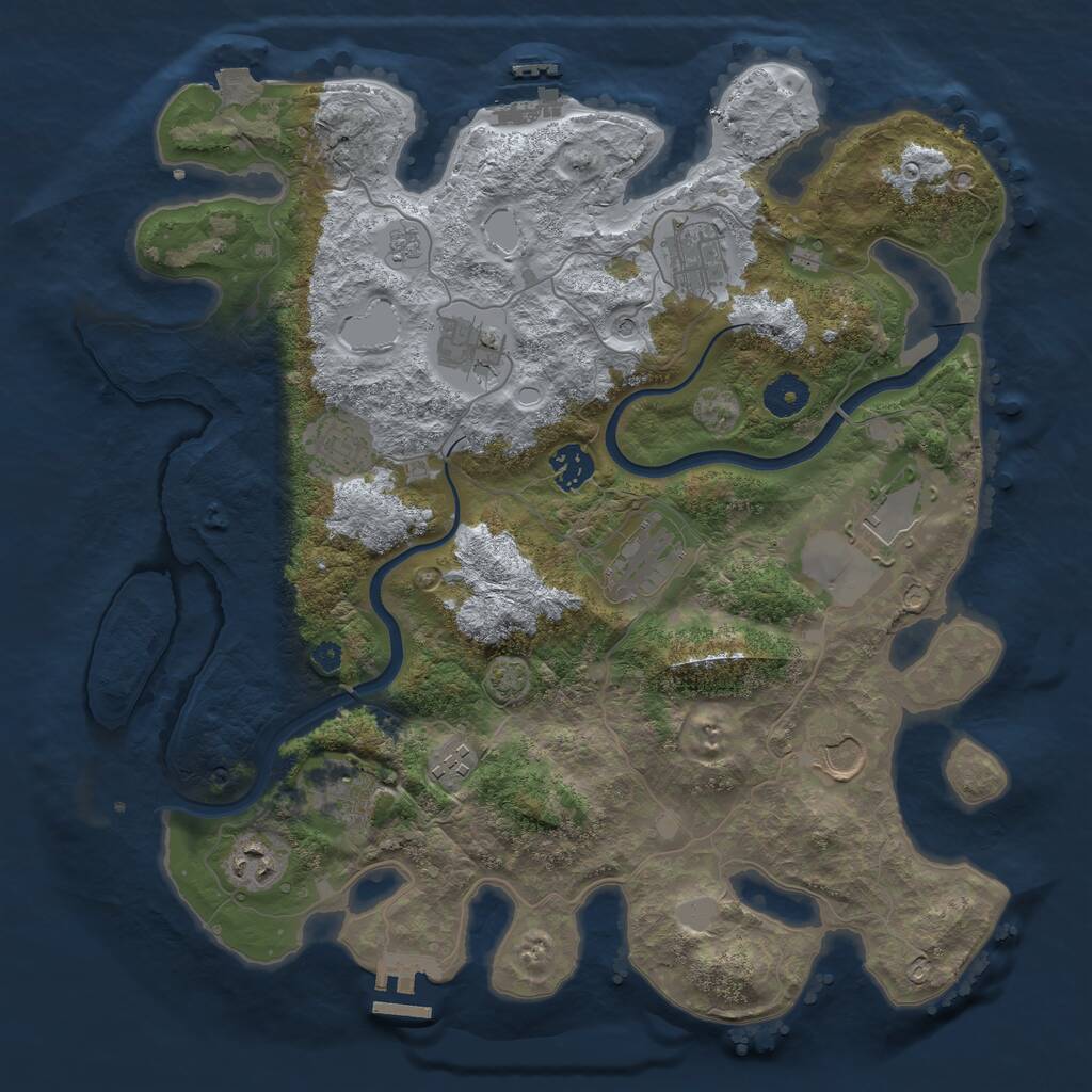 Rust Map: Procedural Map, Size: 3750, Seed: 1584499819, 16 Monuments