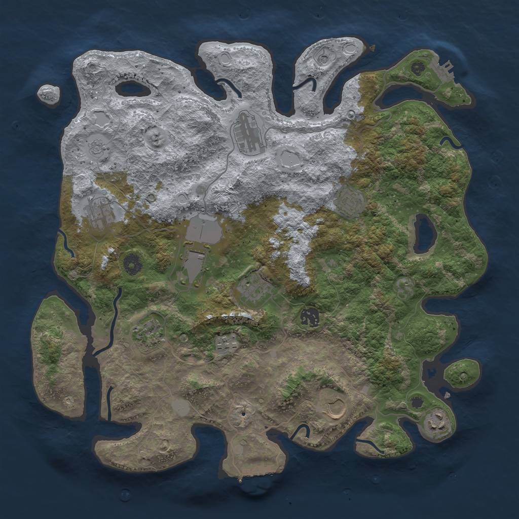 Rust Map: Procedural Map, Size: 3900, Seed: 237845129, 19 Monuments