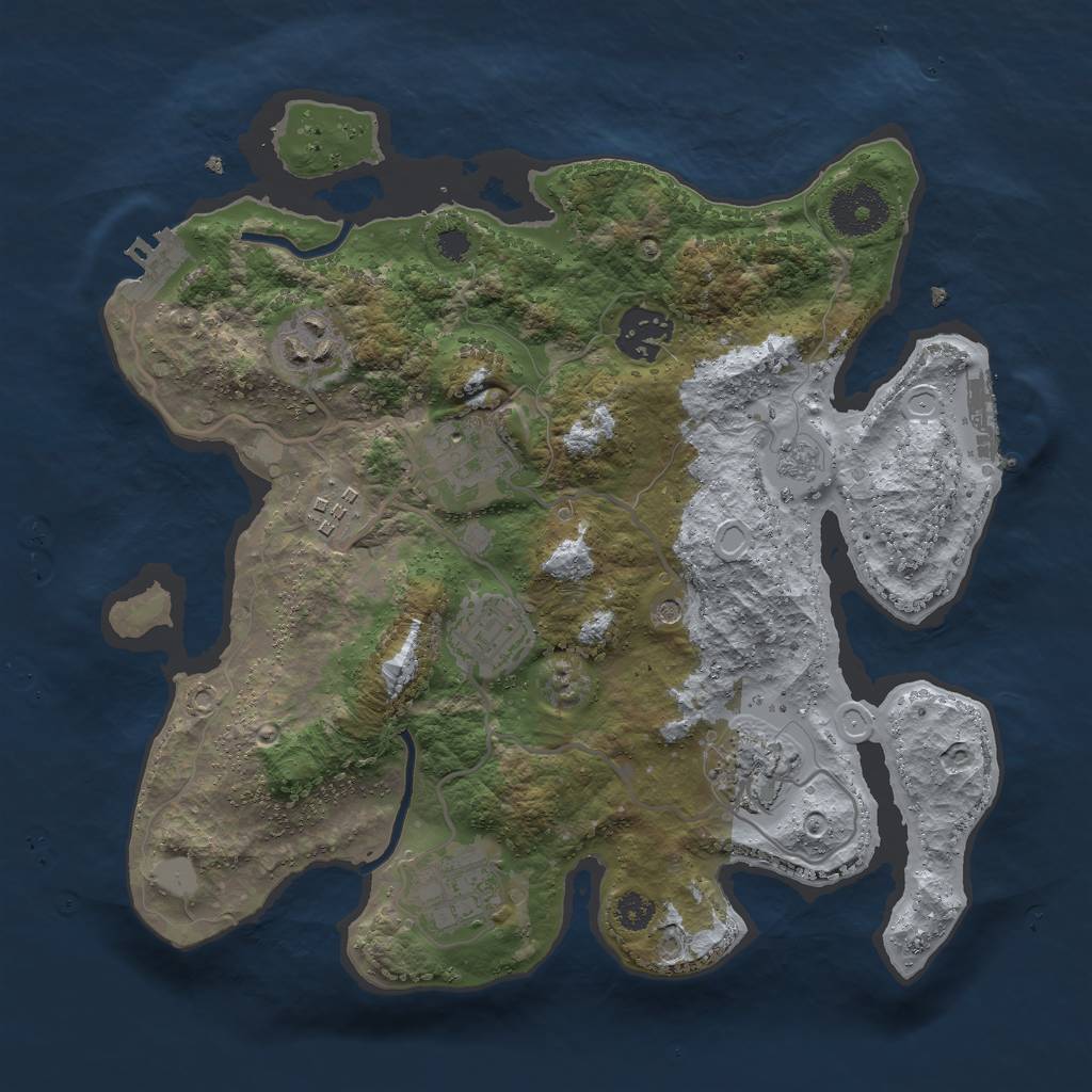 Rust Map: Procedural Map, Size: 3000, Seed: 91214, 16 Monuments
