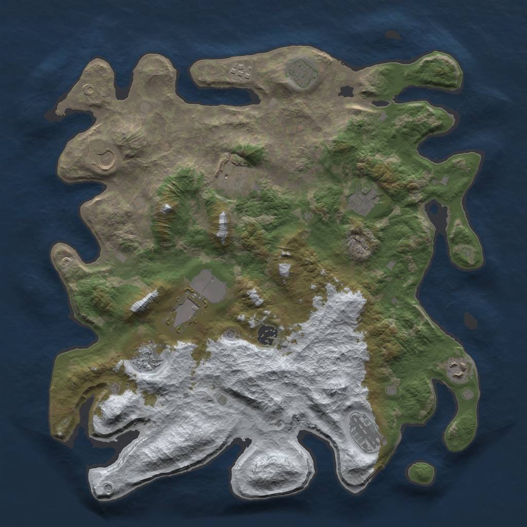 Rust Map: Barren, Size: 4000, Seed: 786220858, 13 Monuments