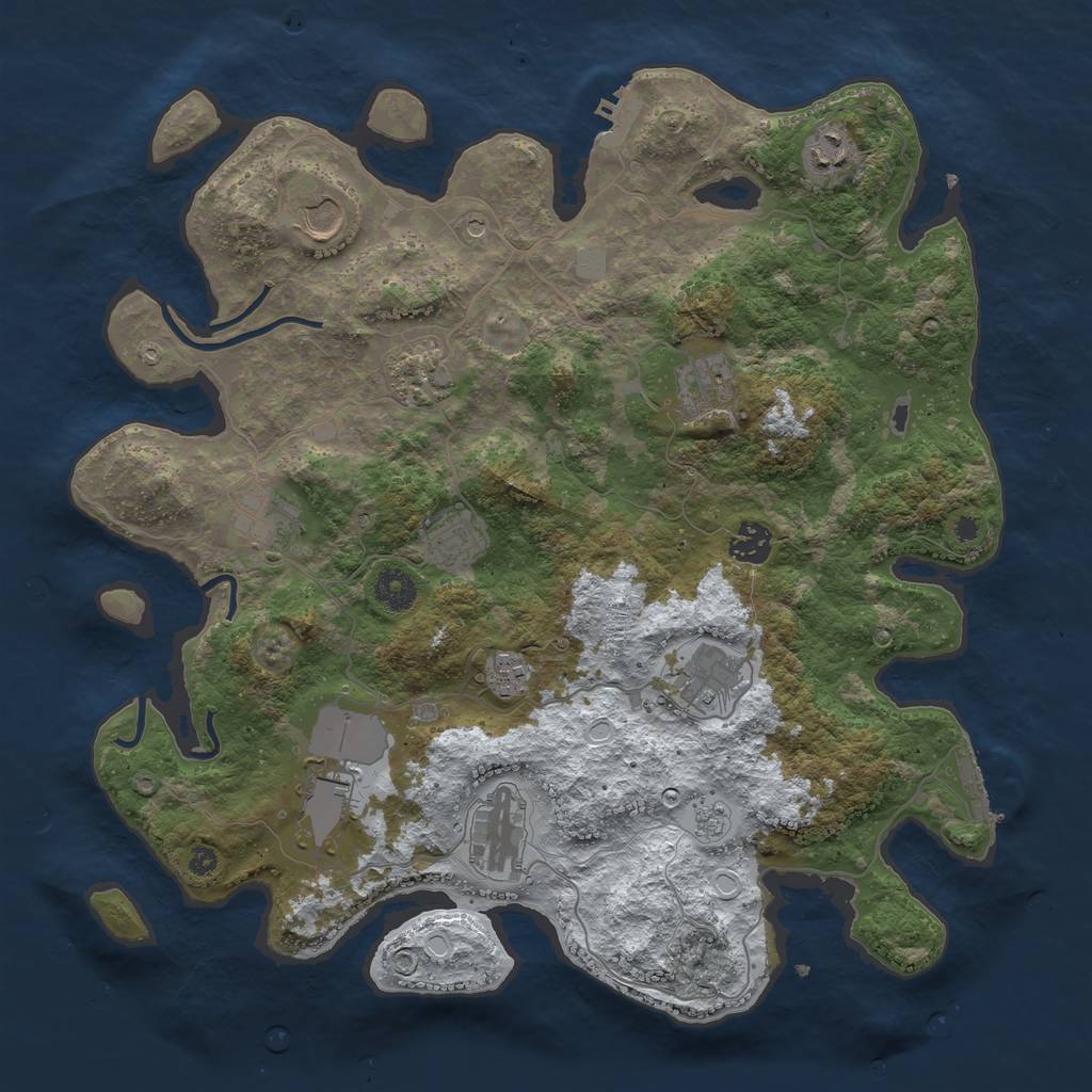 Rust Map: Procedural Map, Size: 3850, Seed: 647834358, 20 Monuments