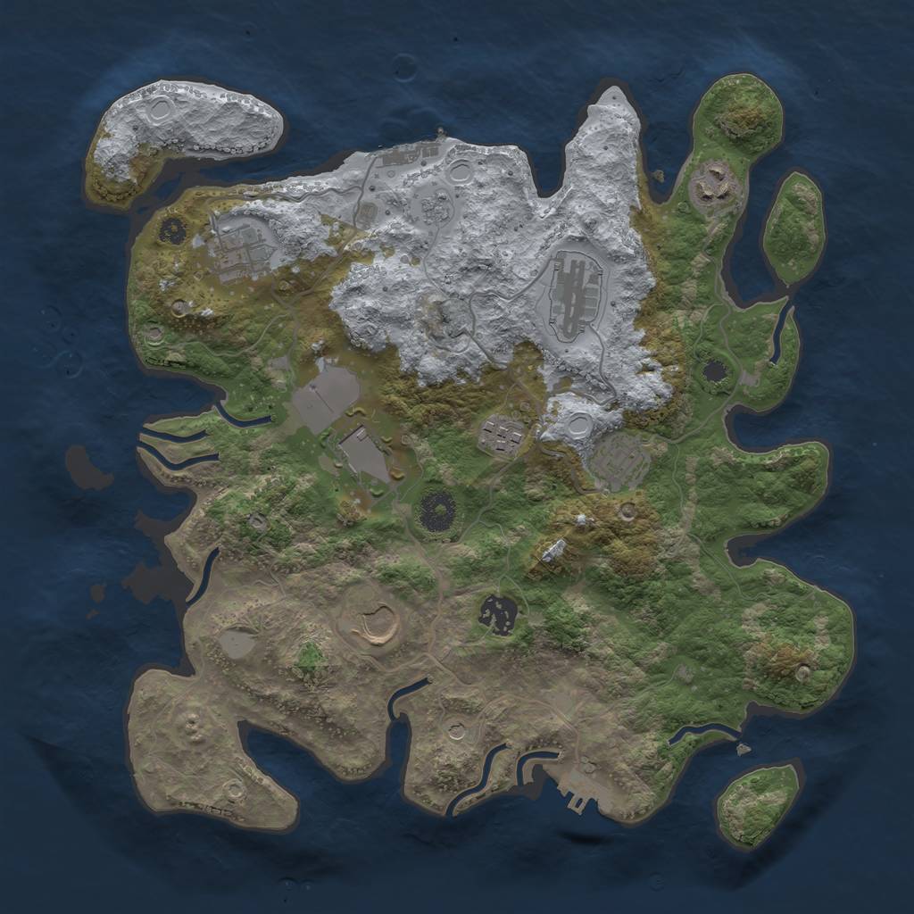 Rust Map: Procedural Map, Size: 3500, Seed: 19961223, 17 Monuments