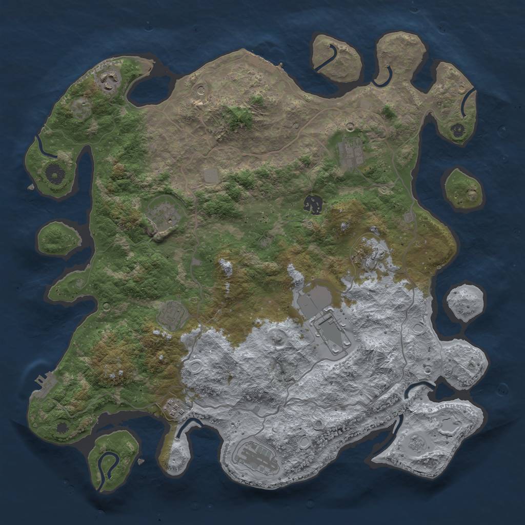 Rust Map: Procedural Map, Size: 4000, Seed: 7802, 18 Monuments