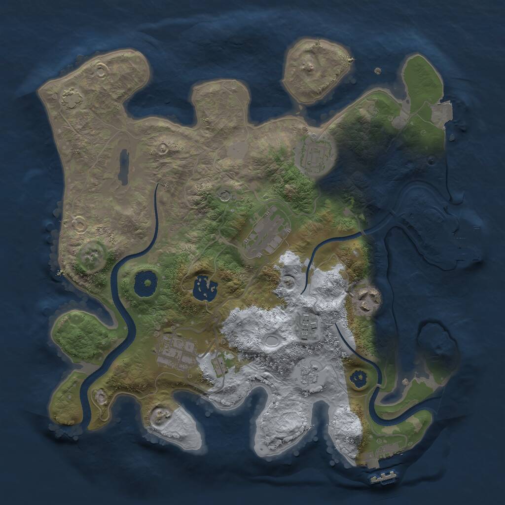 Rust Map: Procedural Map, Size: 3000, Seed: 926610929, 12 Monuments
