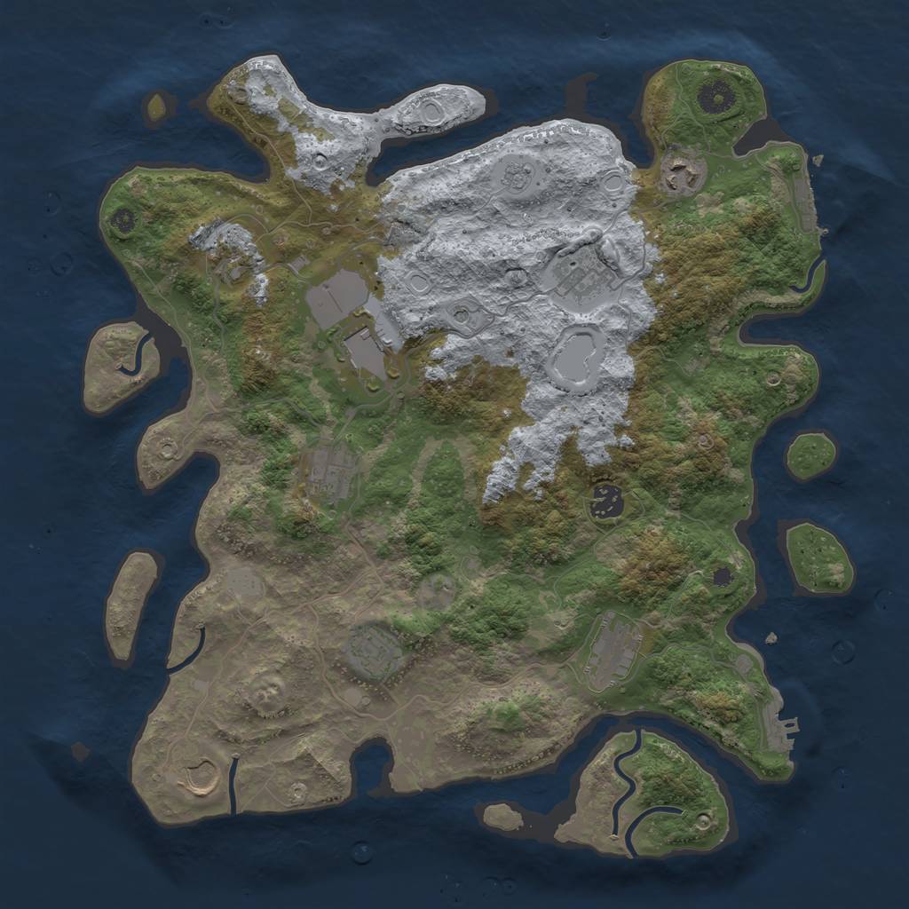 Rust Map: Procedural Map, Size: 3850, Seed: 1022111832, 18 Monuments