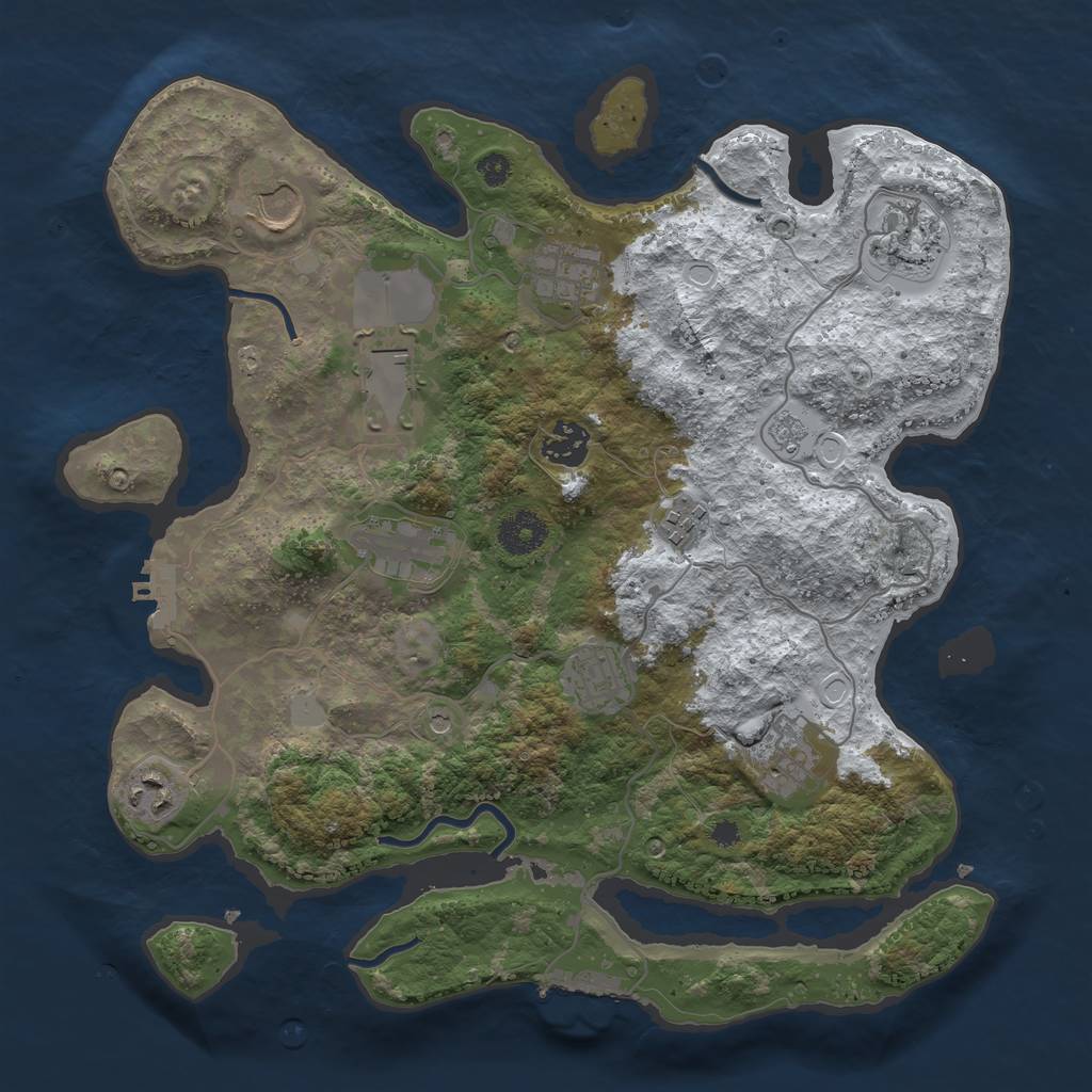Rust Map: Procedural Map, Size: 3500, Seed: 1434651649, 19 Monuments