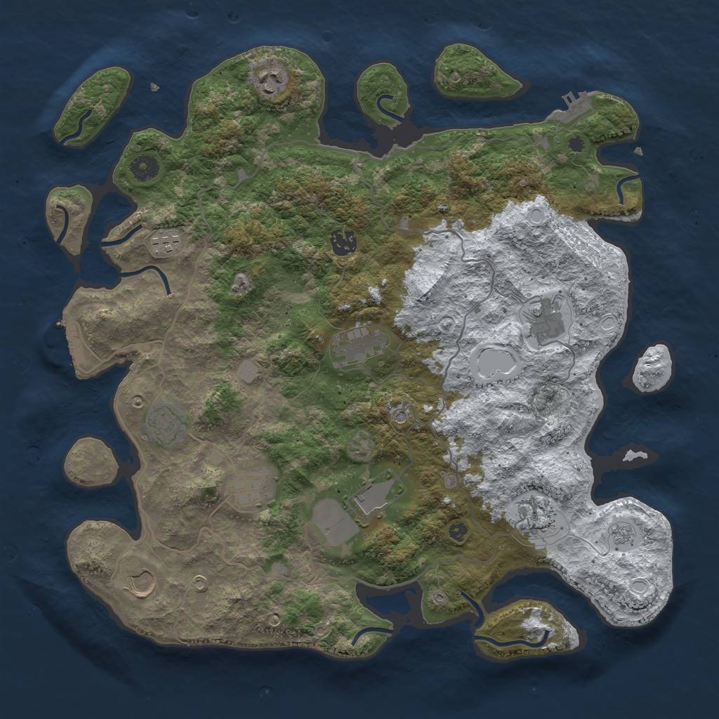 Rust Map: Procedural Map, Size: 4000, Seed: 64971013, 19 Monuments