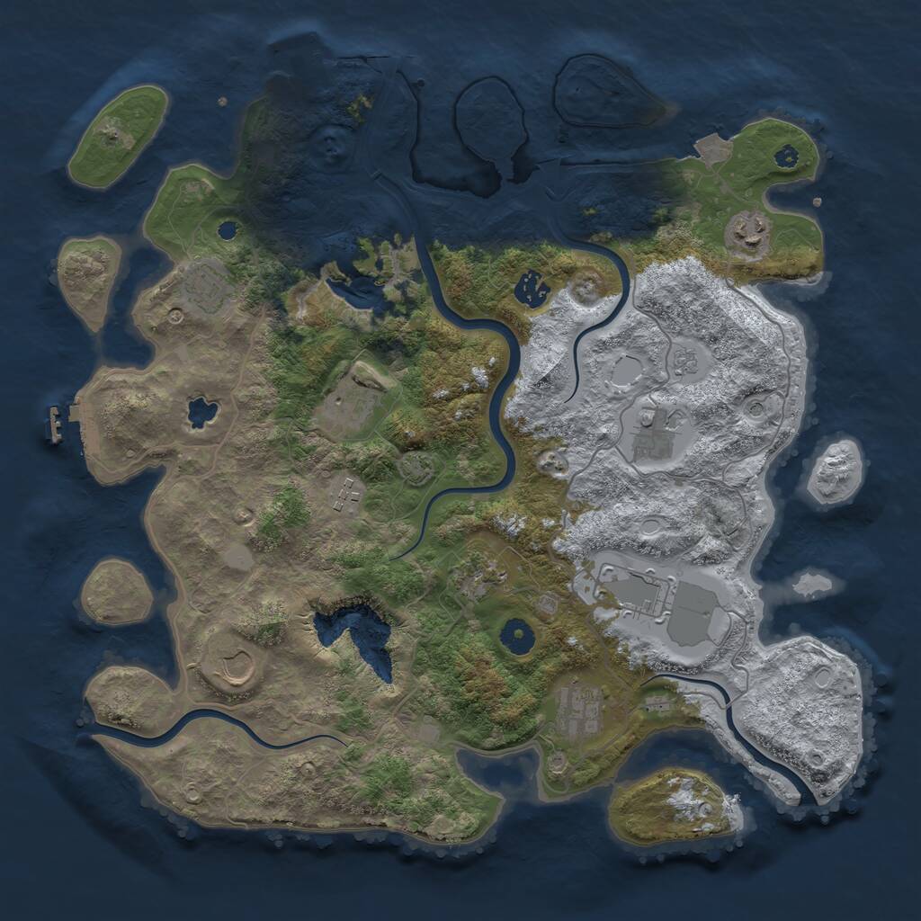 Rust Map: Procedural Map, Size: 4000, Seed: 64971013, 16 Monuments