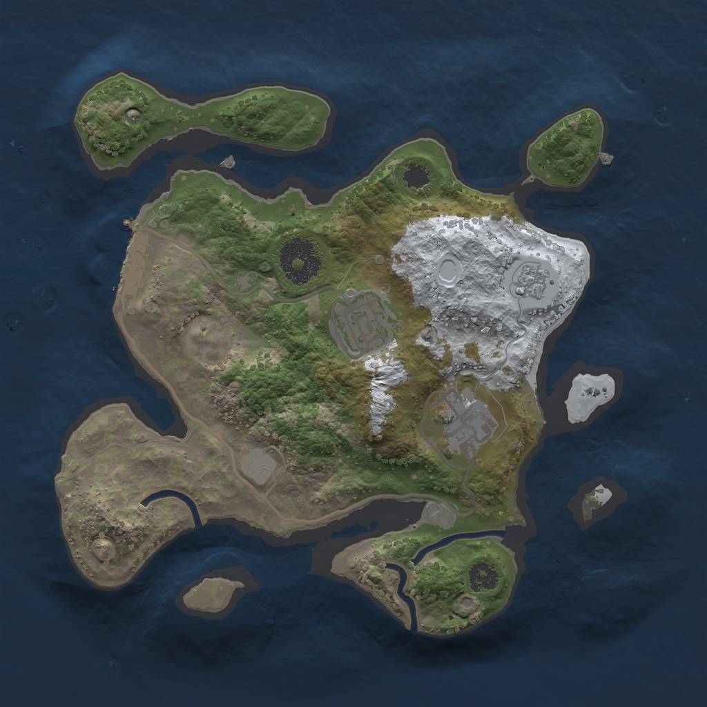 Rust Map: Procedural Map, Size: 2500, Seed: 546930075, 9 Monuments