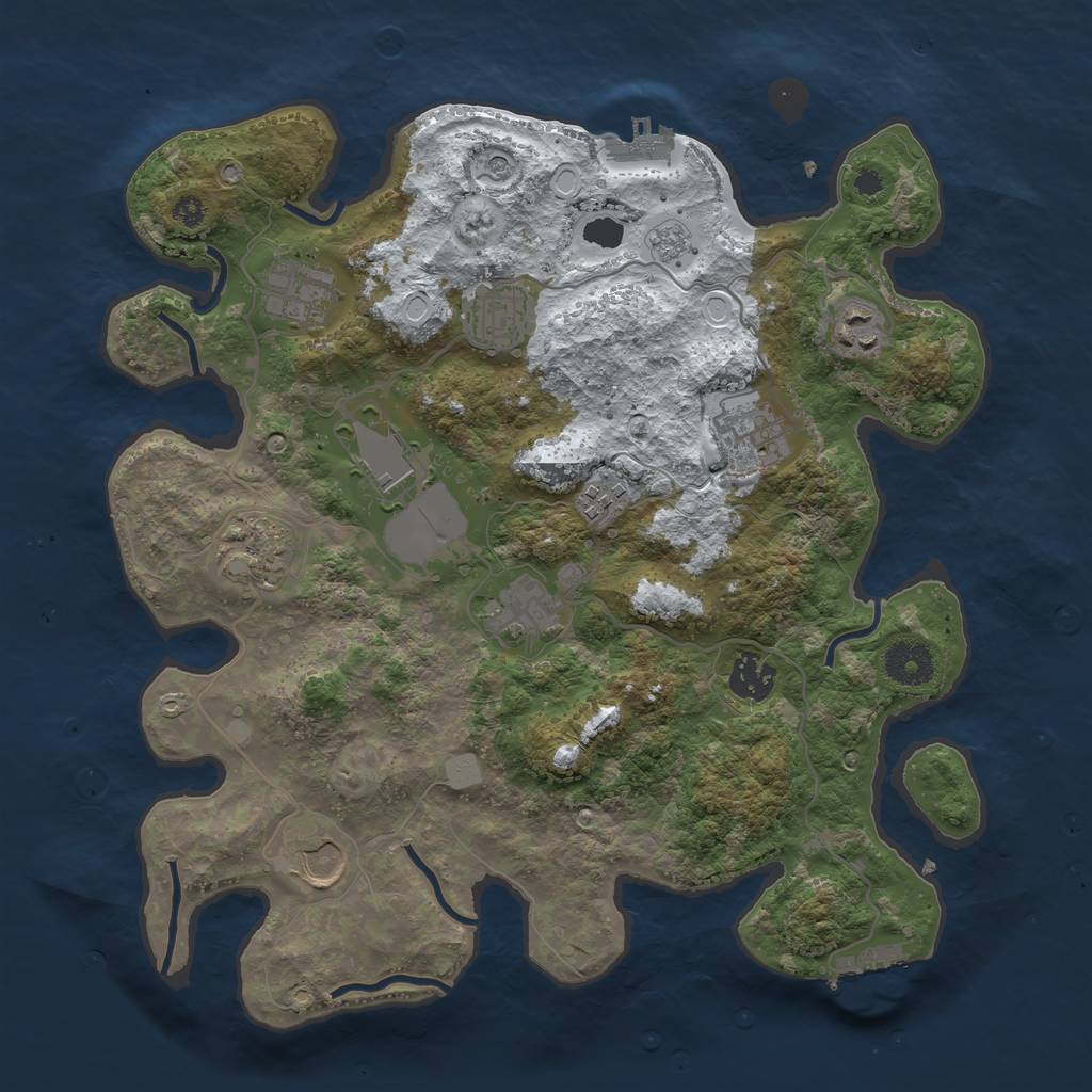 Rust Map: Procedural Map, Size: 3500, Seed: 1140172978, 19 Monuments