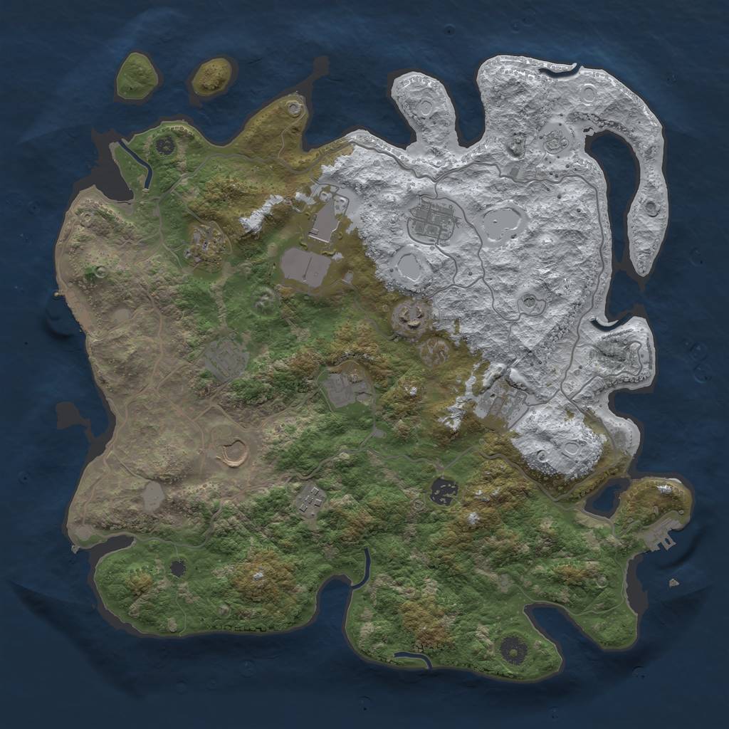 Rust Map: Procedural Map, Size: 4000, Seed: 246851983, 19 Monuments