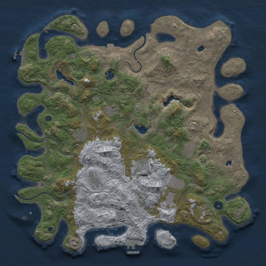 Rust Map: Procedural Map, Size: 4500, Seed: 2147483628, 16 Monuments