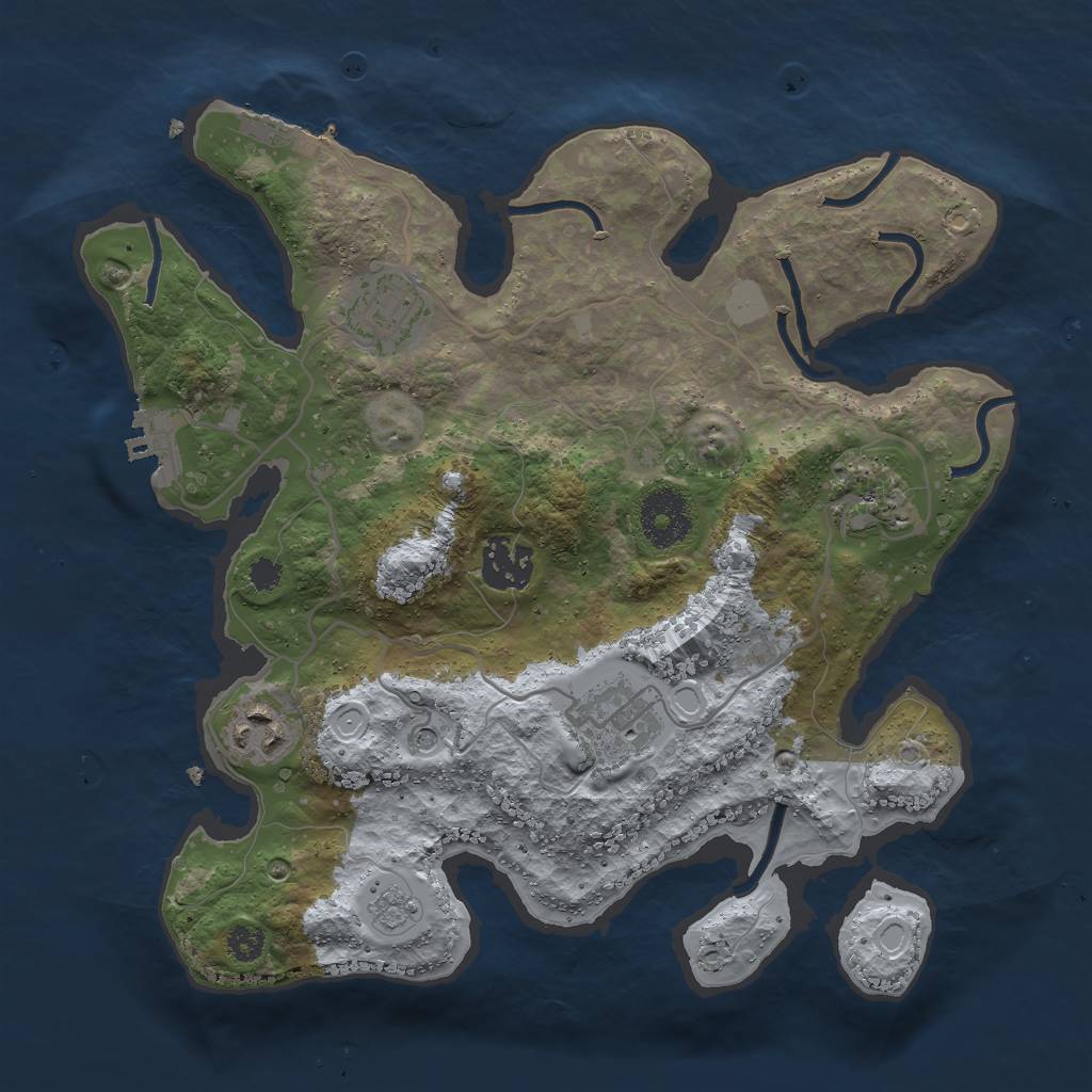 Rust Map: Procedural Map, Size: 3000, Seed: 16909, 14 Monuments