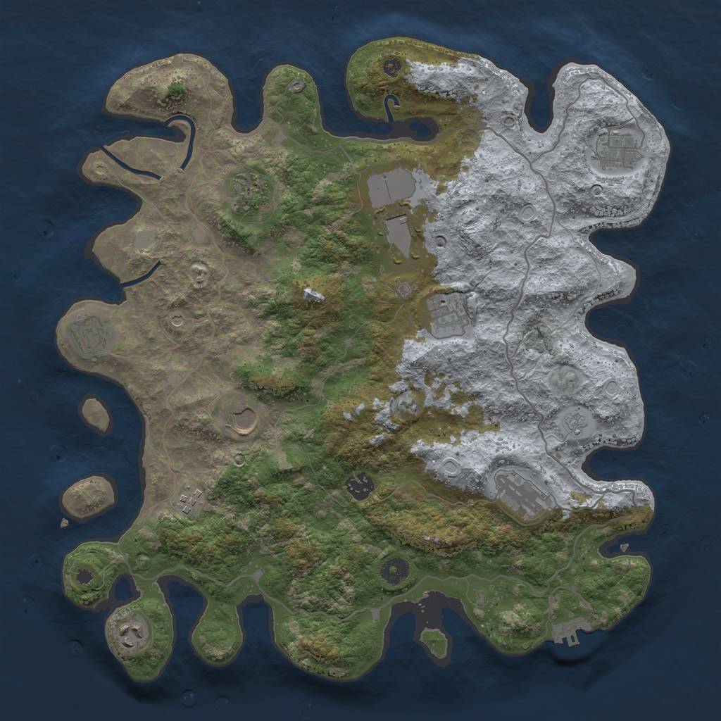 Rust Map: Procedural Map, Size: 4000, Seed: 1824165784, 18 Monuments