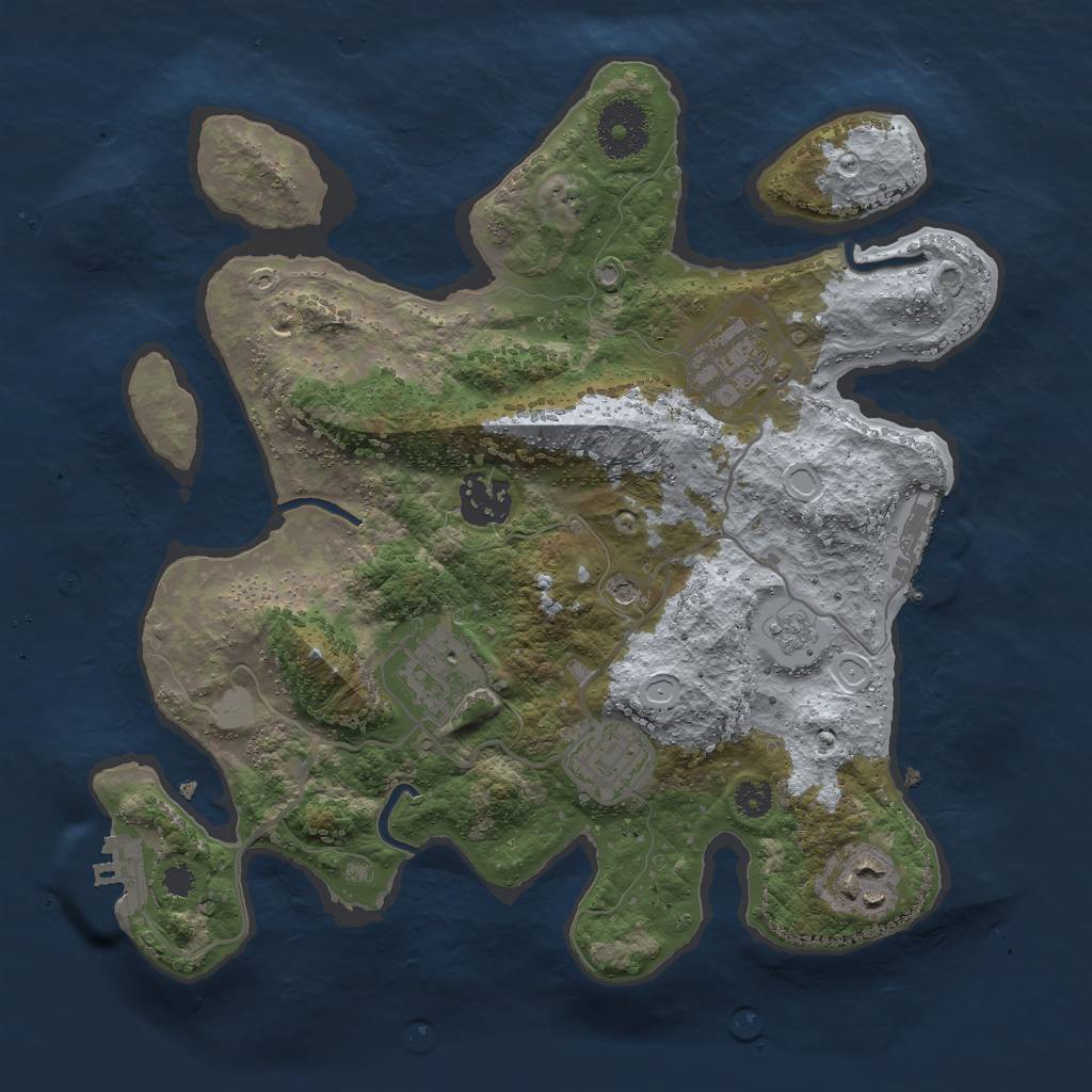 Rust Map: Procedural Map, Size: 3000, Seed: 888868372, 12 Monuments
