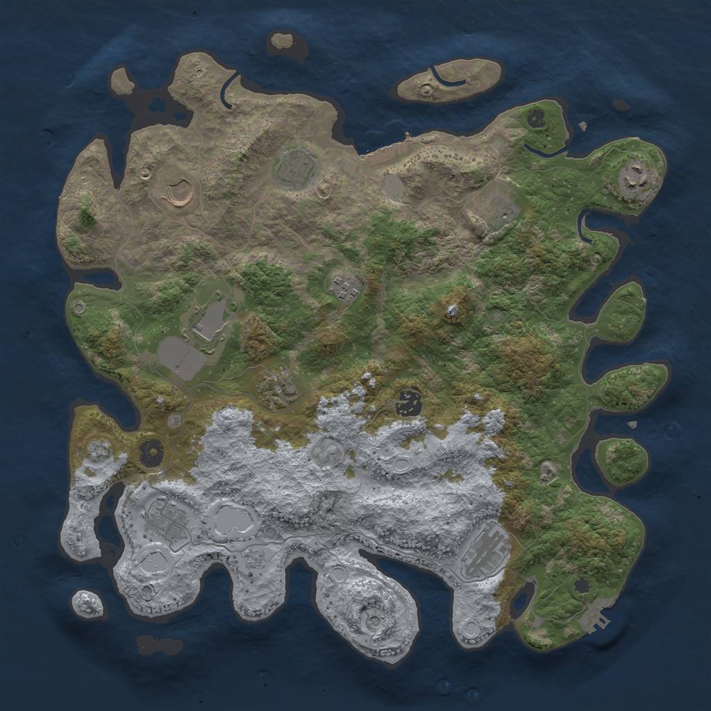 Rust Map: Procedural Map, Size: 3950, Seed: 1738481796, 19 Monuments
