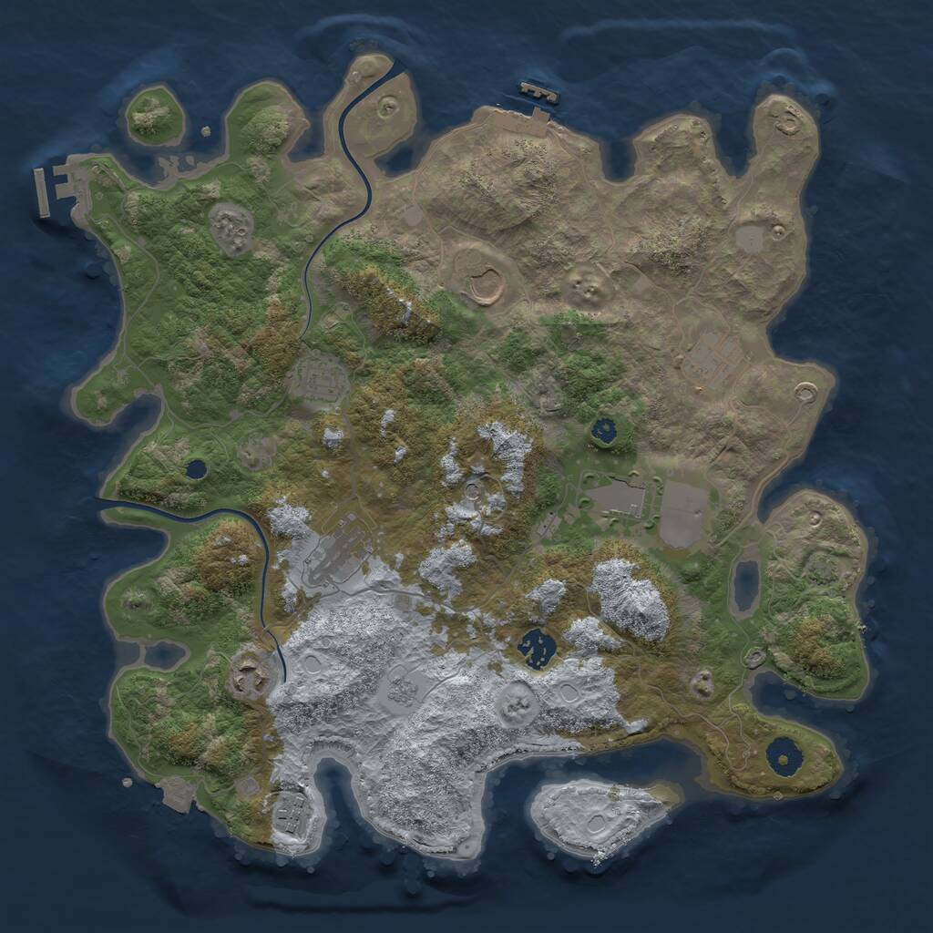 Rust Map: Procedural Map, Size: 3800, Seed: 2080756197, 14 Monuments