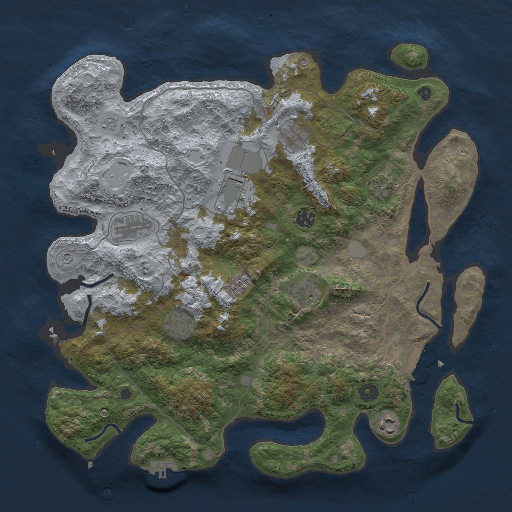Rust Map: Procedural Map, Size: 4000, Seed: 4390, 18 Monuments