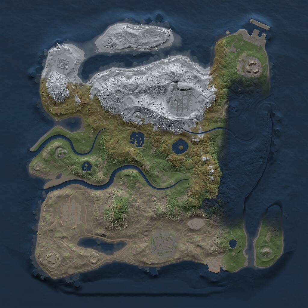 Rust Map: Procedural Map, Size: 3000, Seed: 74322, 9 Monuments