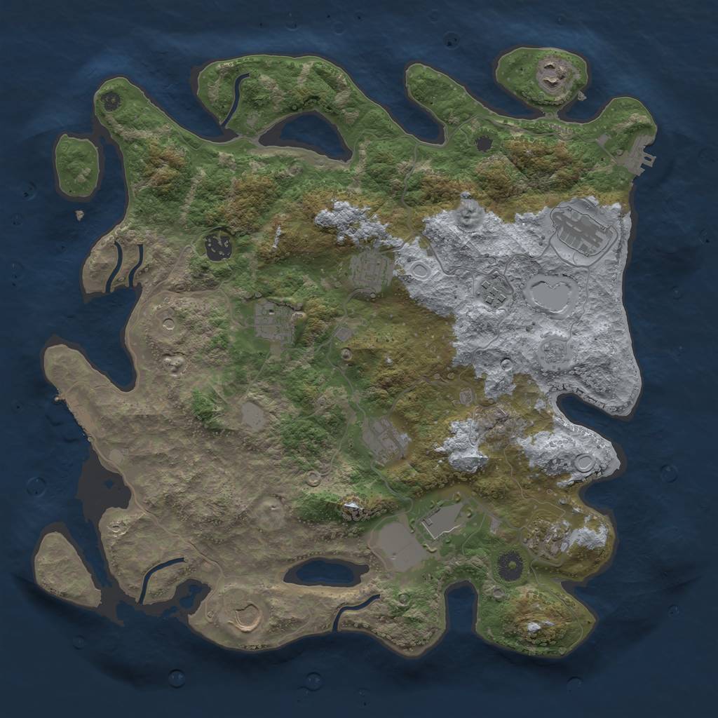 Rust Map: Procedural Map, Size: 3850, Seed: 2130605837, 19 Monuments