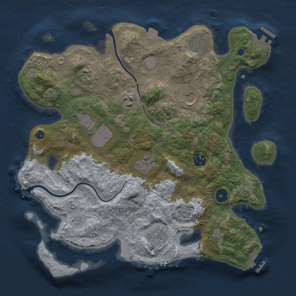 Rust Map: Procedural Map, Size: 3500, Seed: 56347334, 14 Monuments