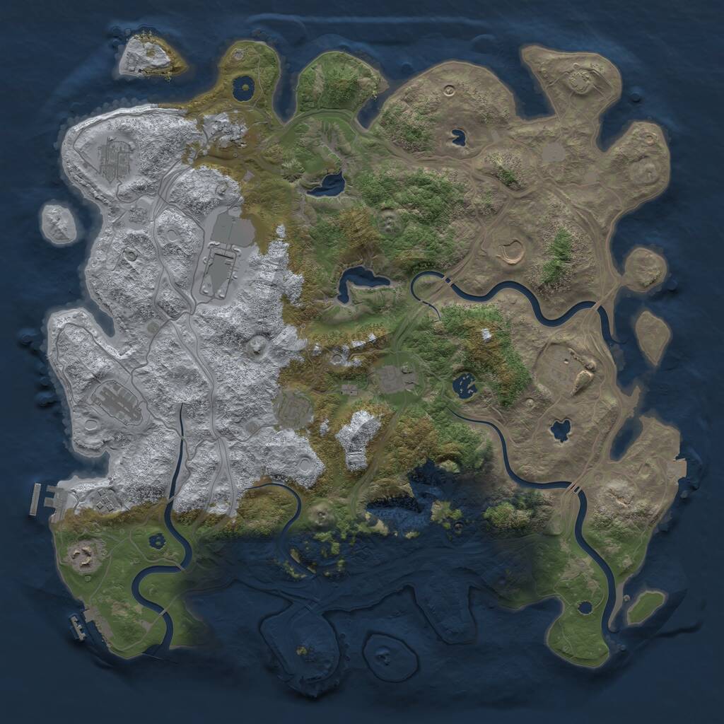 Rust Map: Procedural Map, Size: 4500, Seed: 1861434226, 17 Monuments