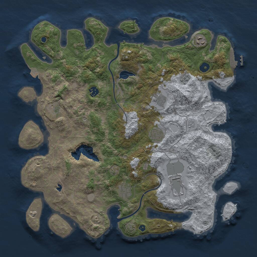 Rust Map: Procedural Map, Size: 4000, Seed: 1124558, 13 Monuments