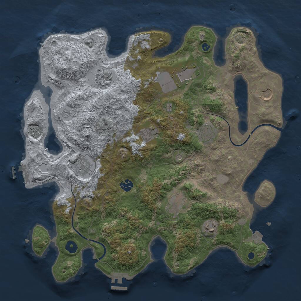 Rust Map: Procedural Map, Size: 3750, Seed: 142373169, 16 Monuments