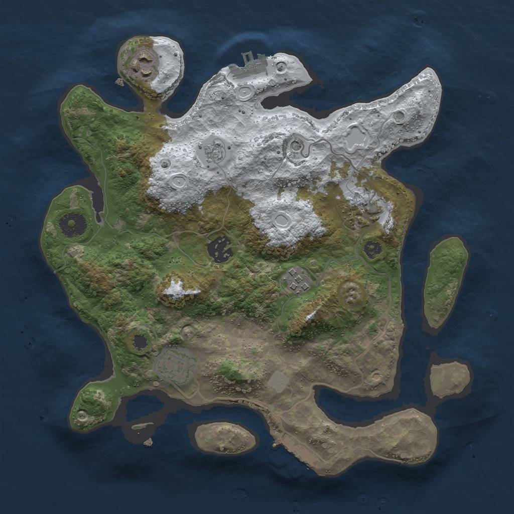 Rust Map: Procedural Map, Size: 3000, Seed: 30296, 14 Monuments