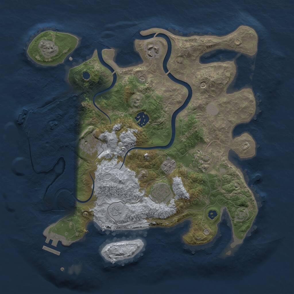 Rust Map: Procedural Map, Size: 3250, Seed: 1609078962, 12 Monuments