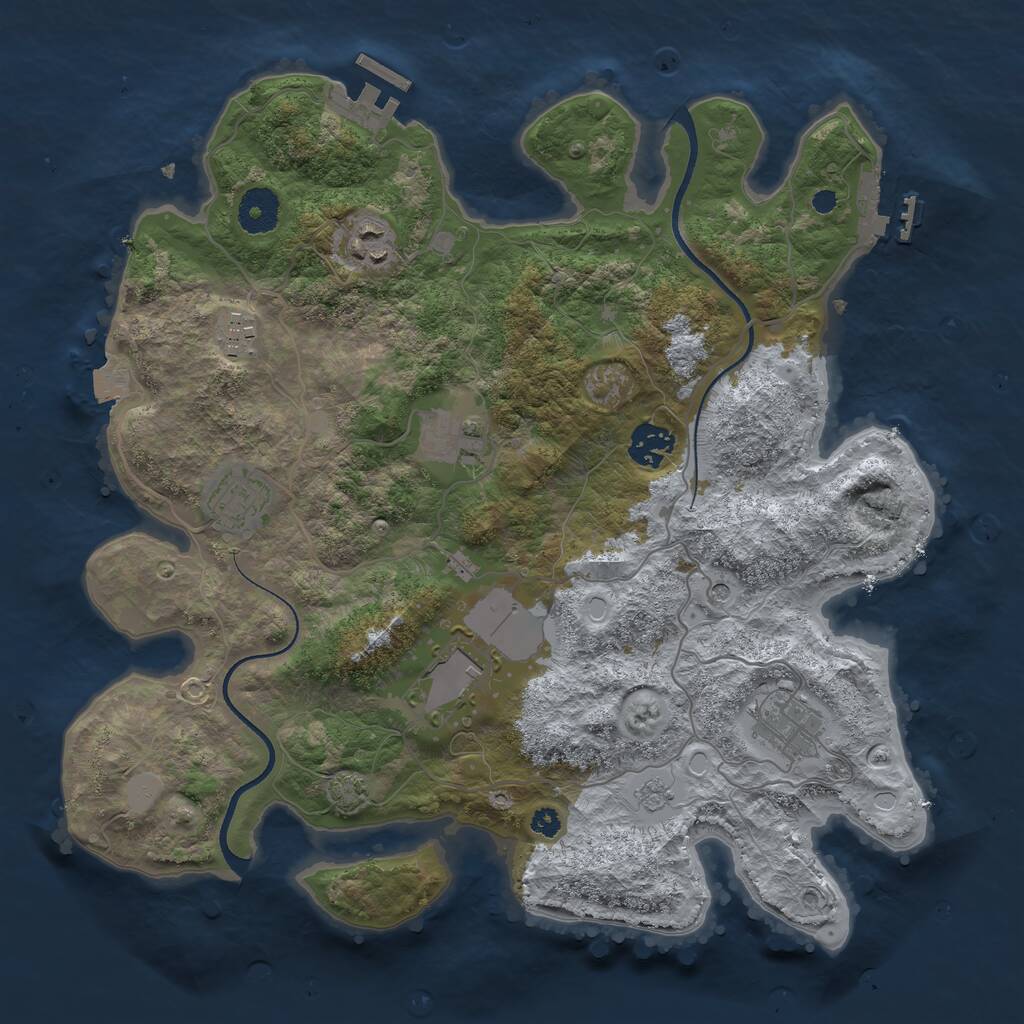 Rust Map: Procedural Map, Size: 3500, Seed: 1799138542, 13 Monuments
