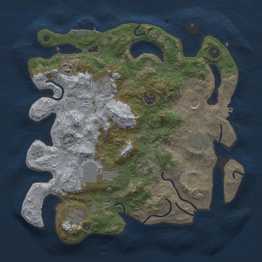 Rust Map: Procedural Map, Size: 3500, Seed: 1568066625, 18 Monuments