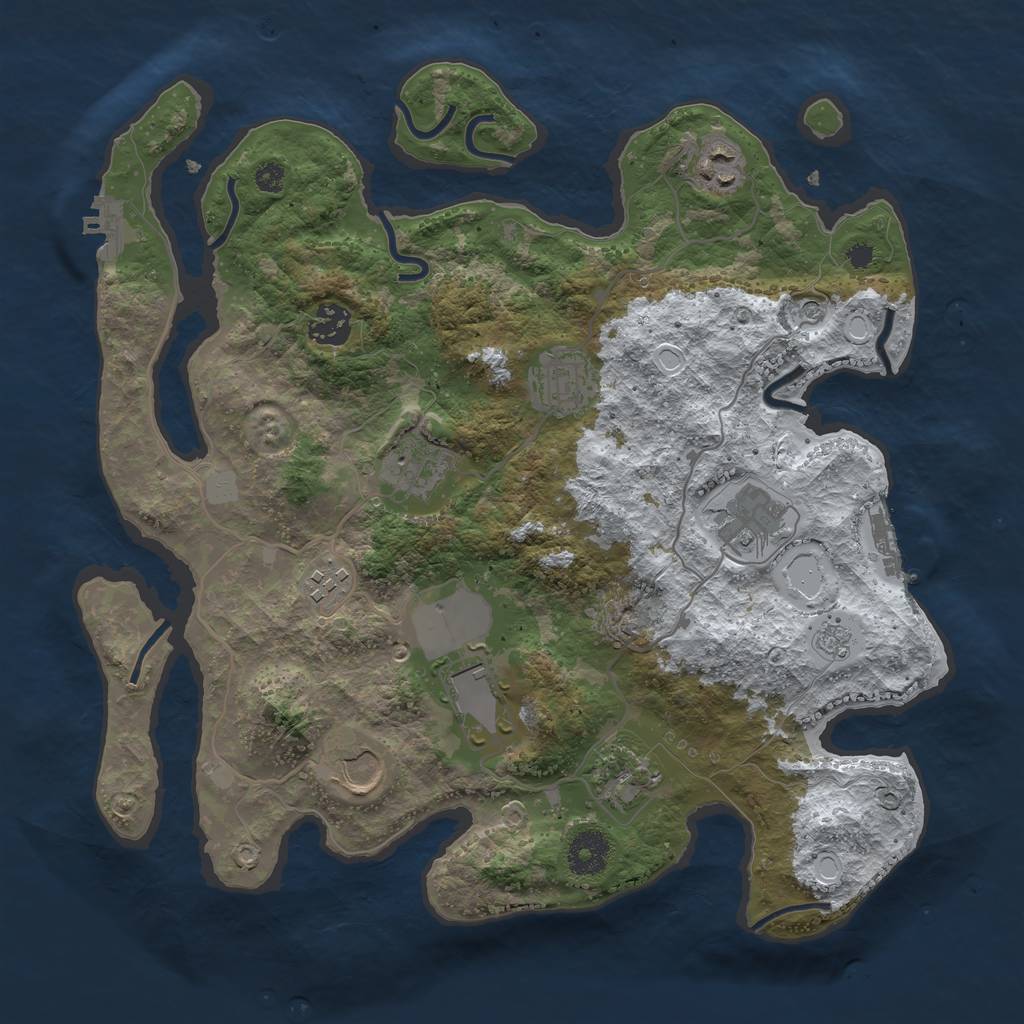 Rust Map: Procedural Map, Size: 3500, Seed: 1532622414, 18 Monuments